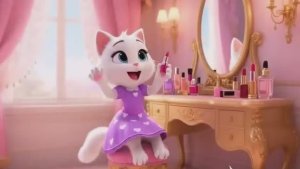 Мультик. Милый котенок попробует макияж в первый раз часть 1