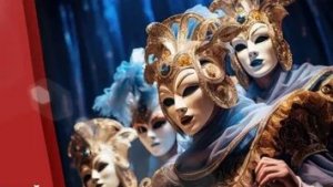 С всемирным днём театра. Красивая музыкальная открытка.