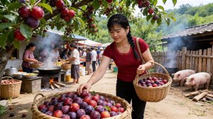 Сбор слив, помидоров и куриных яиц на продажу. Работа по дому. Нхат. Жизнь во Вьетнаме