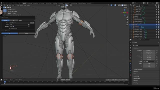 Cyborg Hard Surface Character Creation In Blender (6) 4 - Rename & Organize