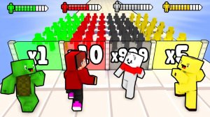 Джей Джей против Майки, Кэрри против Бананакида в игре. Майнкрафт Мультик