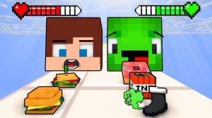 Джей Джей против Майки, играющего в 3D-игру о еде. Майнкрафт Мультик