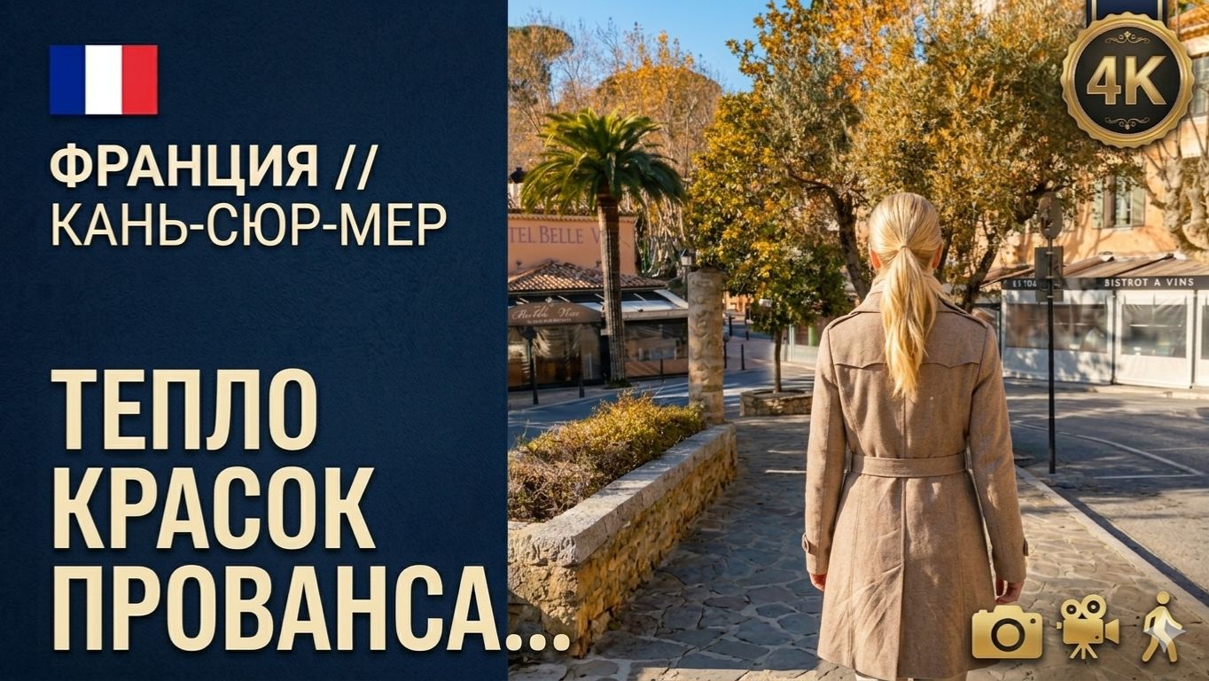 Франция // Кань-сюр-Мер // Пешеходная прогулка по набережной Лазурного Берега 4K