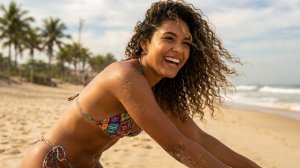 ДЕВЧАТА В МИНИБИКИНИ ГУЛЯЮТ ПО ПЛЯЖУ