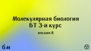 Молекулярная биология(БТ)(1 сем), лекция 8, Пупов Д. В.