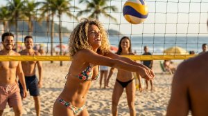 АХ КАКЯ ЖЕНЩИНА! КРАСАВИЦА В БИКИНИ ИГРАЕТ В ВОЛЕЙБОЛ