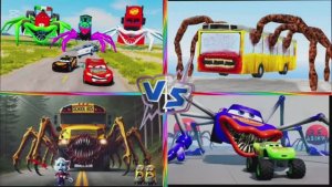 МАШИНКИ-МОНСТРЫ ПРОТИВ АВТОБУСА-ПАУКА: Музыкальный Побег и Битва Гигантов — Мультик 🏎️🕷️🤖