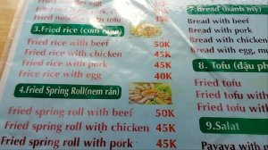 Цены во вьетнамской кафешке!