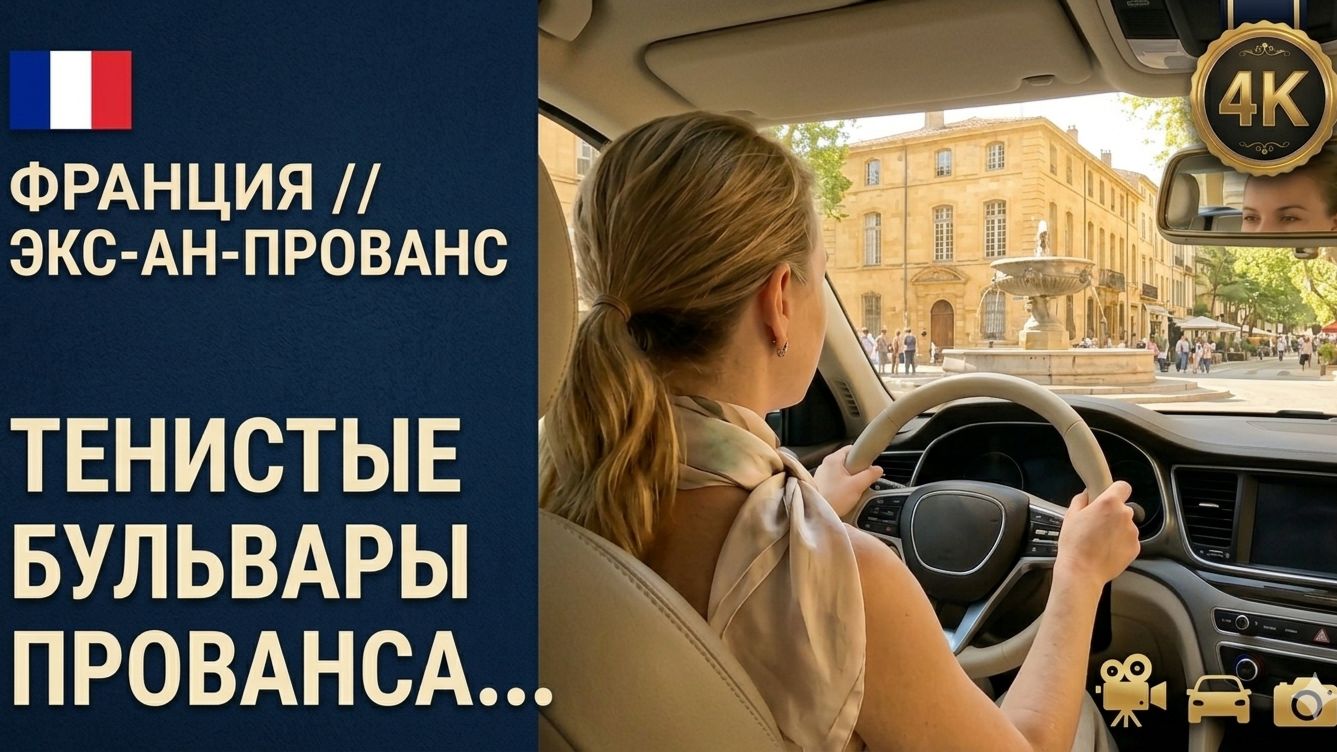 Франция // Экс-ан-Прованс (Aix-en-Provence) // Обзор города за рулем 4K