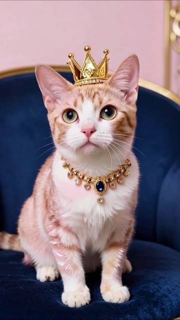 Кошка в короне: королевская жизнь питомца! #кот #домашнийпитомец #милота