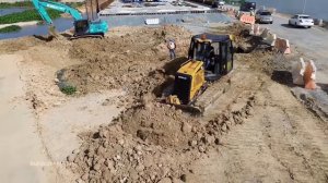 CAT Bulldozer & Hino Dump Trucks Team Up for MASSIVE Road Construction - Epic Soil Filling Operation