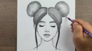Как шаг за шагом нарисовать лицо девочки с прической карандашом