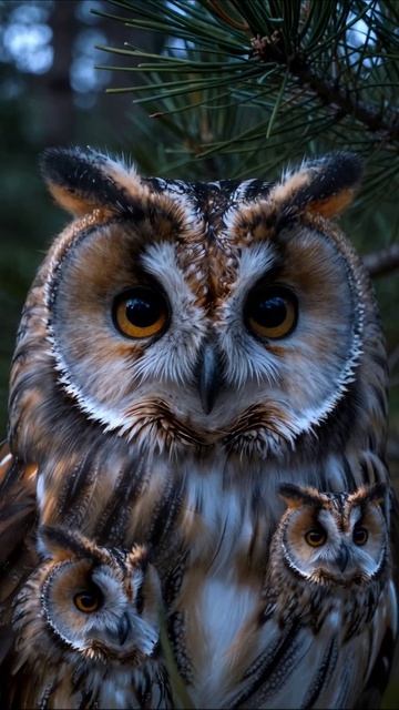 Семья сов в лесу #совы #природа #дикаяприрода