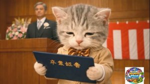 【Офисный котик Муги】Времена старшей школы Муги!! Репортаж о Муги, который окончил старшую школу 🐱🎓