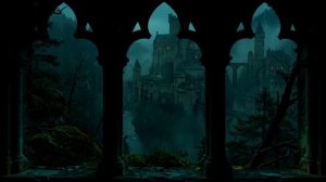 4К Завораживающий Вид из Окна на Средневековый Замок для Проектора! Звуки дождя и Грозы для Сна