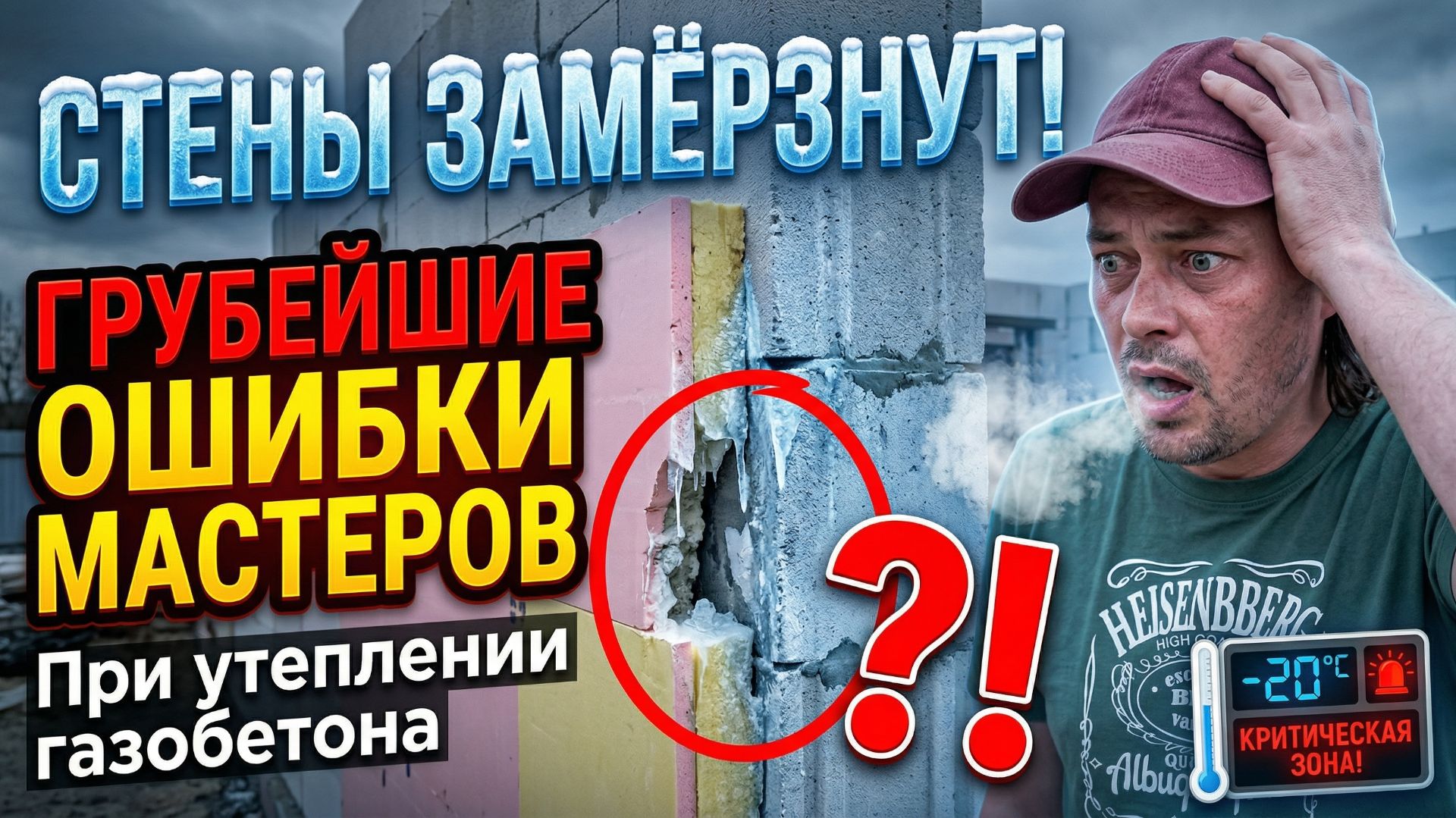 Стены промёрзнут насквозь! Грубые ошибки каменщиков при укладке газоблока и облицовке фасада смотреть онлайн