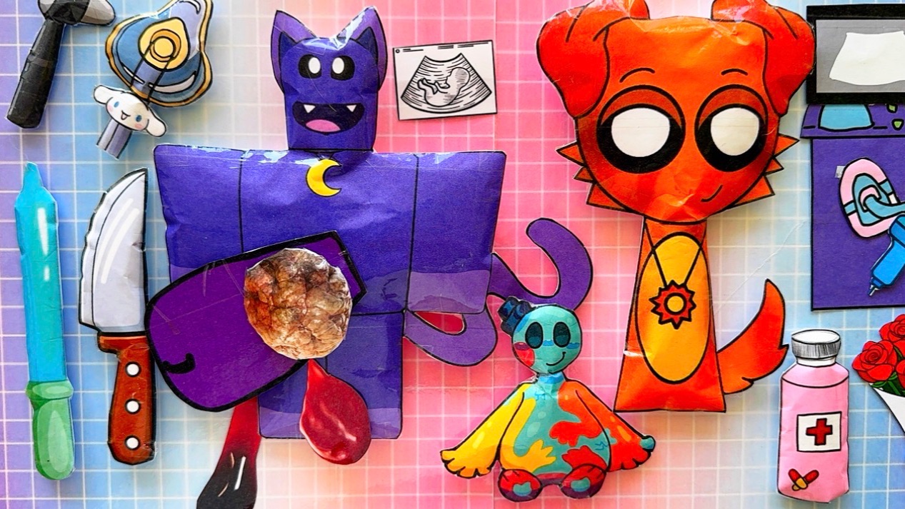 SPRUNKI DOGDAY и ROBLOX CATNAP БЕРЕМЕННА 🤰 / Бумажные любовные истории