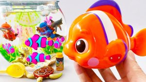 Мультики для детей. Набор игрушек для аквариума с рыбками 🐠. Смотреть онлайн мультики для малышей.