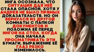 Инга поняла опасность, когда Андрей принёс папку с бумагами — её взгляд изменился мгновенно.