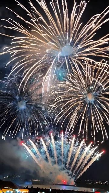 Фейерверк в ночном небе: захватывающее зрелище #фейерверк #ночь #праздник
