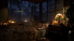 Дождливая спальня с мягким джазом для сна и отдыха 🌙🌧️