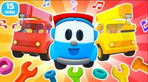 Песенки для малышей про цветные автокраны, бульдозер и животных с Грузовичком Левой 🚚🎵