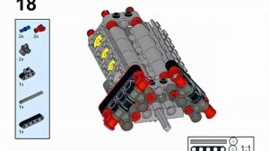 Двигатель v16 Lego сборка