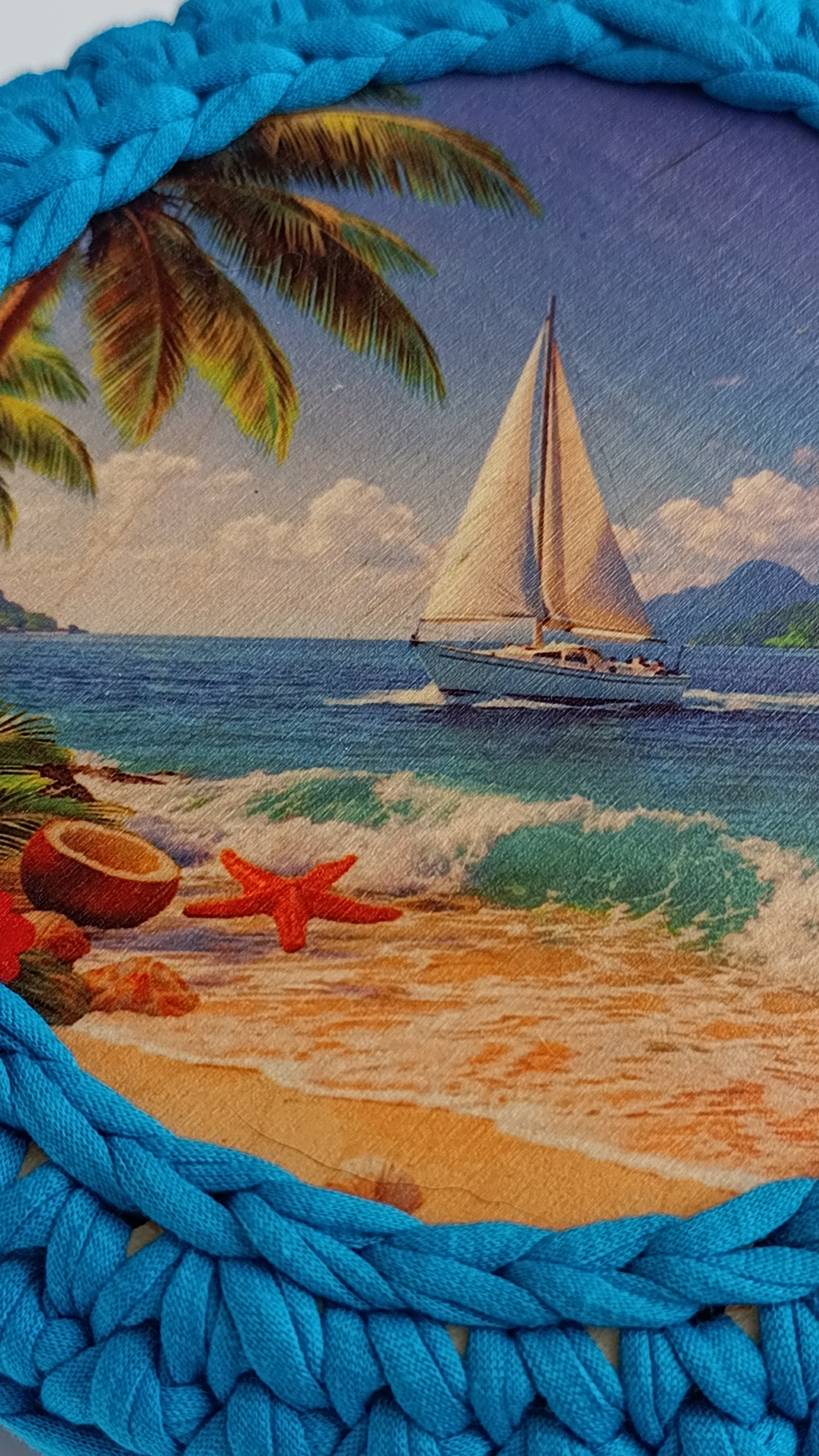 Корзинка шкатулка из трикотажной пряжи с готовым донышком