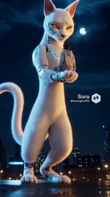 Как я играю с доброй белой белой робо кошкой вампиршой #Юмор #игры #Sora2 #Shorts