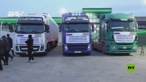 قافلة من 7 شاحنات تحمل 150 طنا من المساعدات تنطلق من داغستان إلى إيران