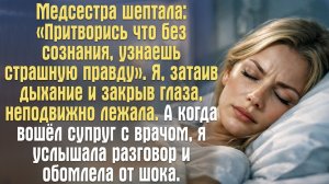 Истории из жизни. Медсестра шептала： «Притворись что без сознания, узнаешь страшную правду».