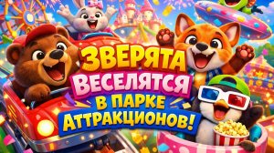 Очаровательные животные весело проводят время в парке развлечений! приключения на аттракционах