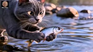 Котик и рыбка