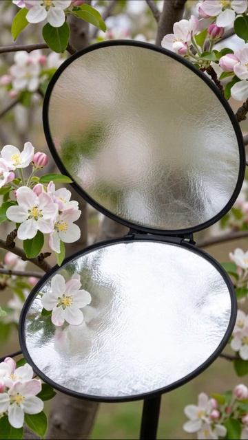 Отражение красоты весны: цветущие яблони и зеркало #природа #весна #фотография