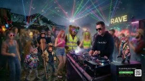 Рейв в деревне 24/7. Звёзды над головой, бас в груди. Кошачий продюсер и команда "рвут танцпол"