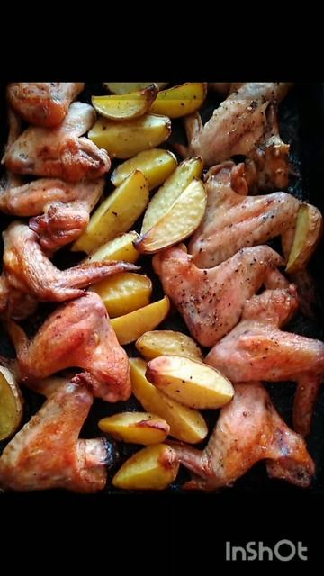 любимые крылышки мужа с картофелем👍👍👍👍👍