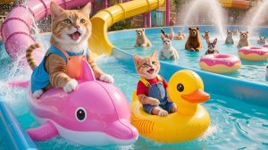 Котенок помогает кошке-маме копить деньги на отпуск в аквапарке 🐱❤️ Детские мультики для малышей