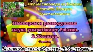 Памперсы и равнодушная наука уничтожают Россиию. В.Железов. Серия 2.