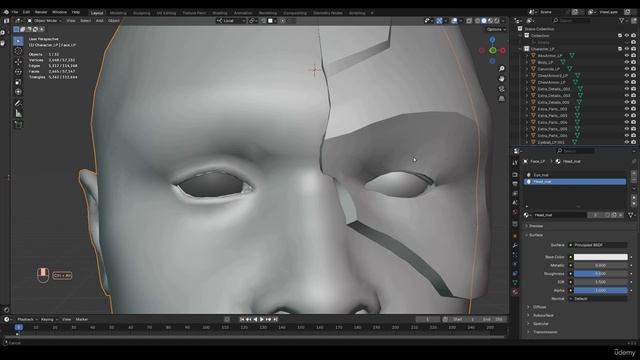 Cyborg Hard Surface Character Creation In Blender (7) 16 - Unwrap Eye Details