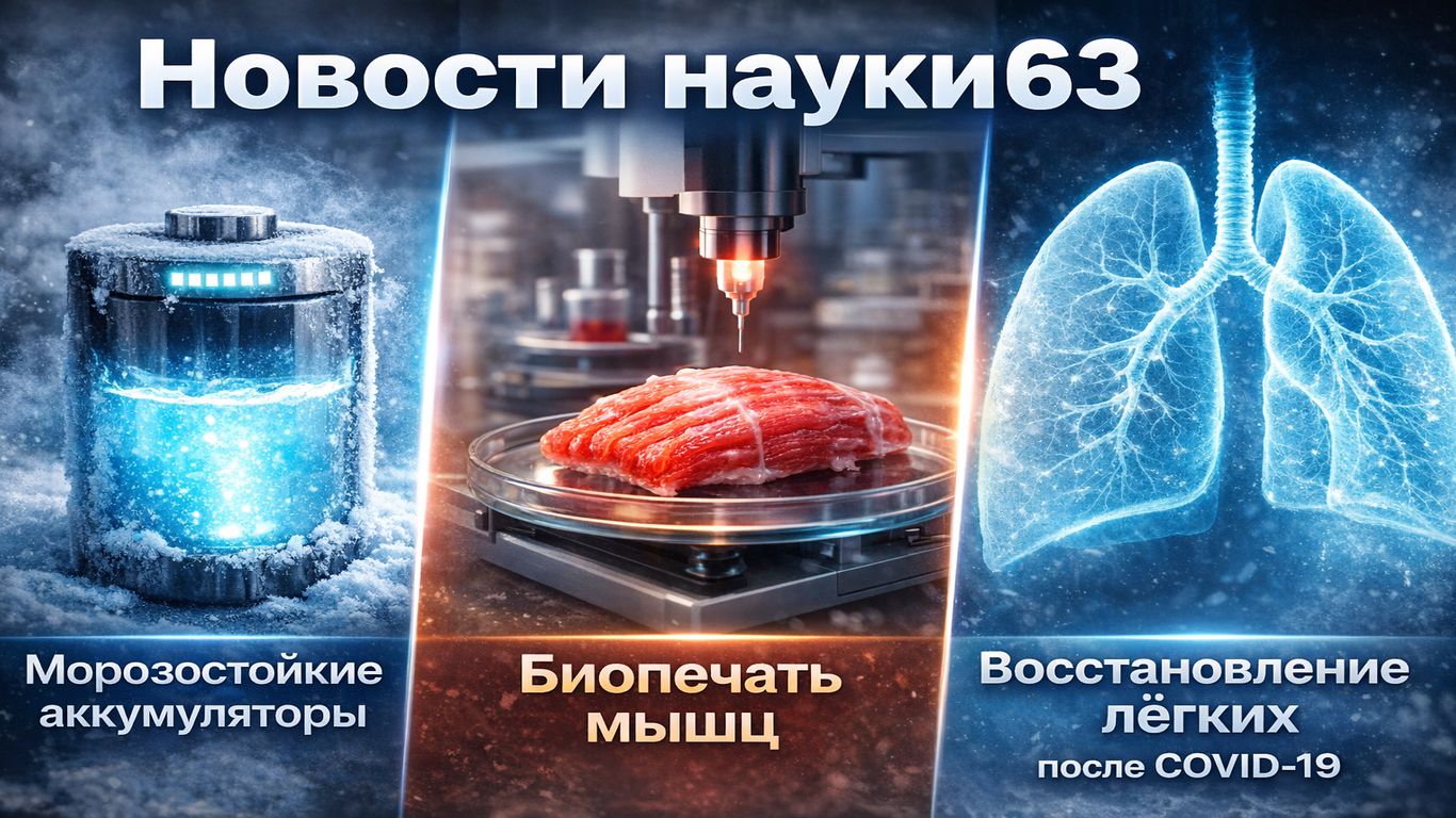 Новости науки 63: морозостойкие аккумуляторы, биопечать мышц и восстановление лёгких после COVID‑19
