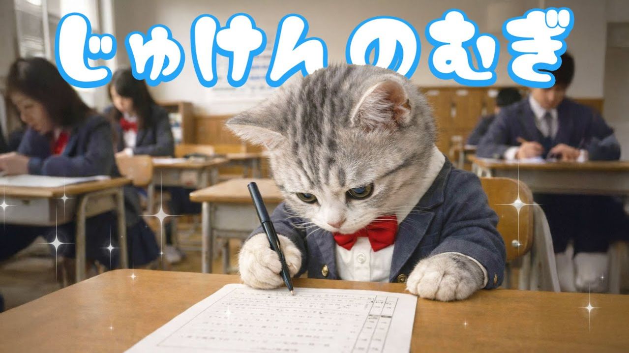 【Офисный котик Муги】Репортаж из жизни Муги, который сдавал вступительные экзамены в  школу 🐱🏫