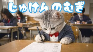 【Офисный котик Муги】Репортаж из жизни Муги, который сдавал вступительные экзамены в  школу 🐱🏫