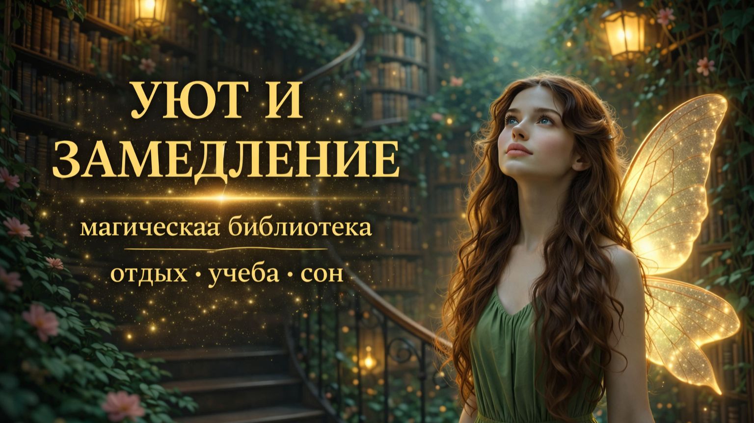 Магическая библиотека — уют и замедление, отдых, учеба и сон, фэнтези атмосфера 2 часа