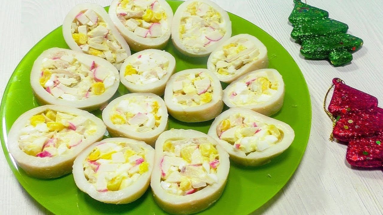 Фаршируем, нарезаем и получаем Праздничную Закуску с Кальмарами!