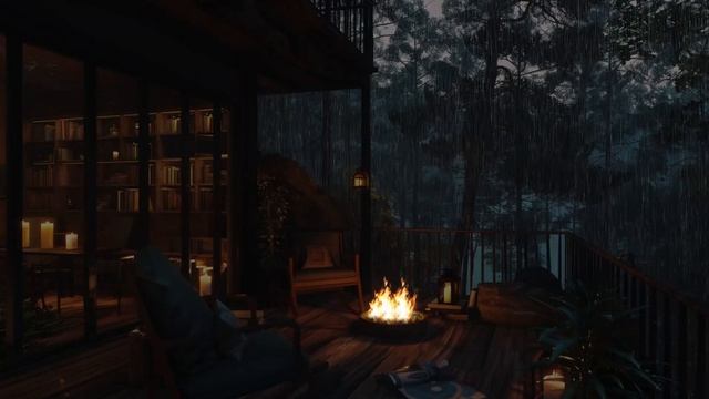 Уютный треск камина и нежный лесной дождь 🌧️ Звуки для глубокого сна и эмоционального спокойствия