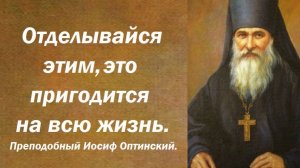 Отделывайся этим, это пригодится на всю жизнь. Преподобный Иосиф Оптинский.