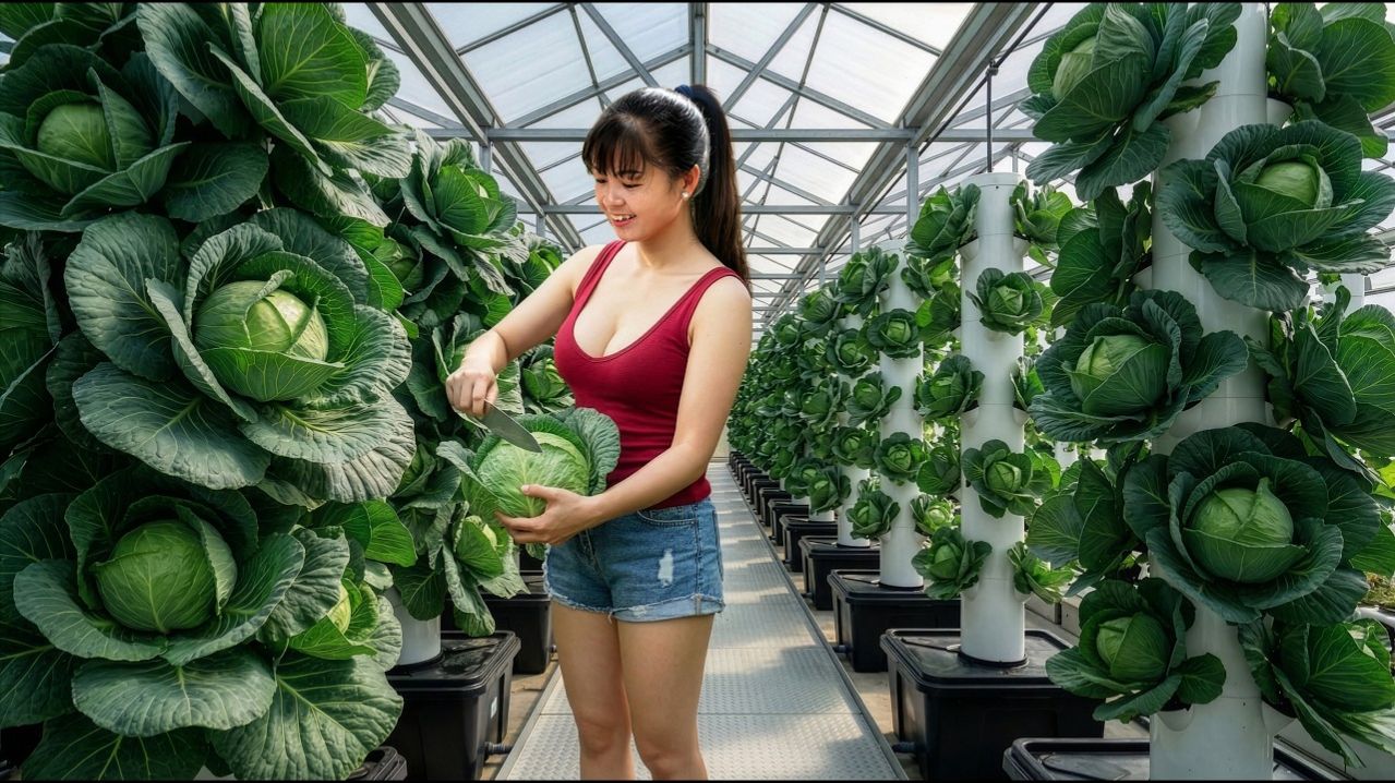 288 дней. Сбор большого урожая капусты, цветной капусты, кольраби и спаржевой фасоли на продажу.