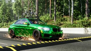BeamNG Drive - Массивная авария с использованием шипованной ленты и столкновения автомобилей