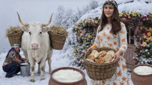 Утро в Иранской деревне. Приготовление масла, зольного супа и свежего хлеба