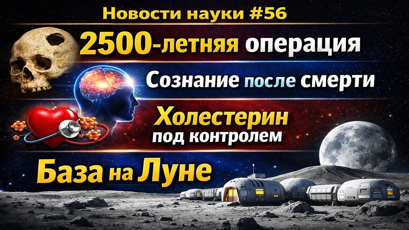 Новости науки 56  Операция 2500 лет назад, сознание после смерти и база на Луне